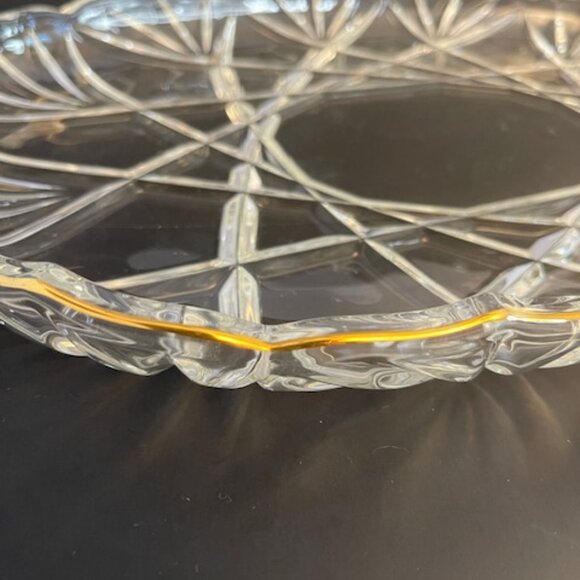 Mikasa  Gold Rimmed Oval Crystal Serving Platter 15"L - Picture 3 of 7
